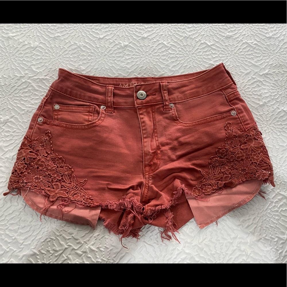 American Eagle High Waisted Terracotta Jean Shorts